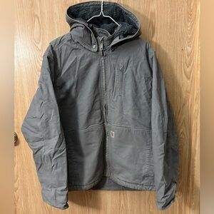 Carhartt Men’s Gray Full Swing Duck Canvas Sherpa Lined Waterproof Hooded Coat